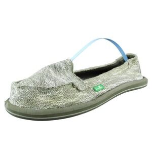 Sanuk  Women Slip-On Shoes‎ Brown Fabric Slip On Size 6 Medium